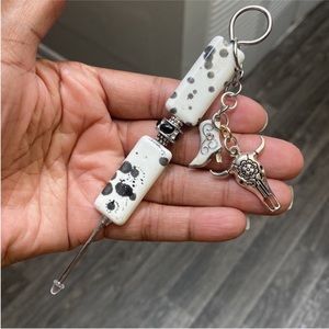 Stainless Steel Cow Print Beaded Pokey Tool